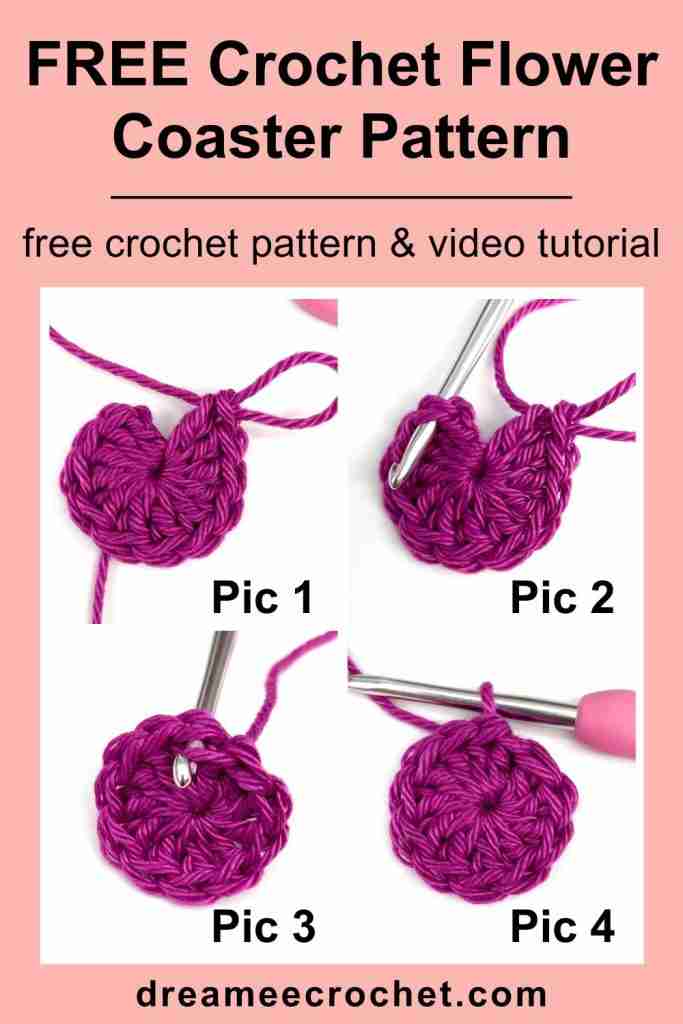 Free Crochet Flower Coaster Pattern & Video Tutorial