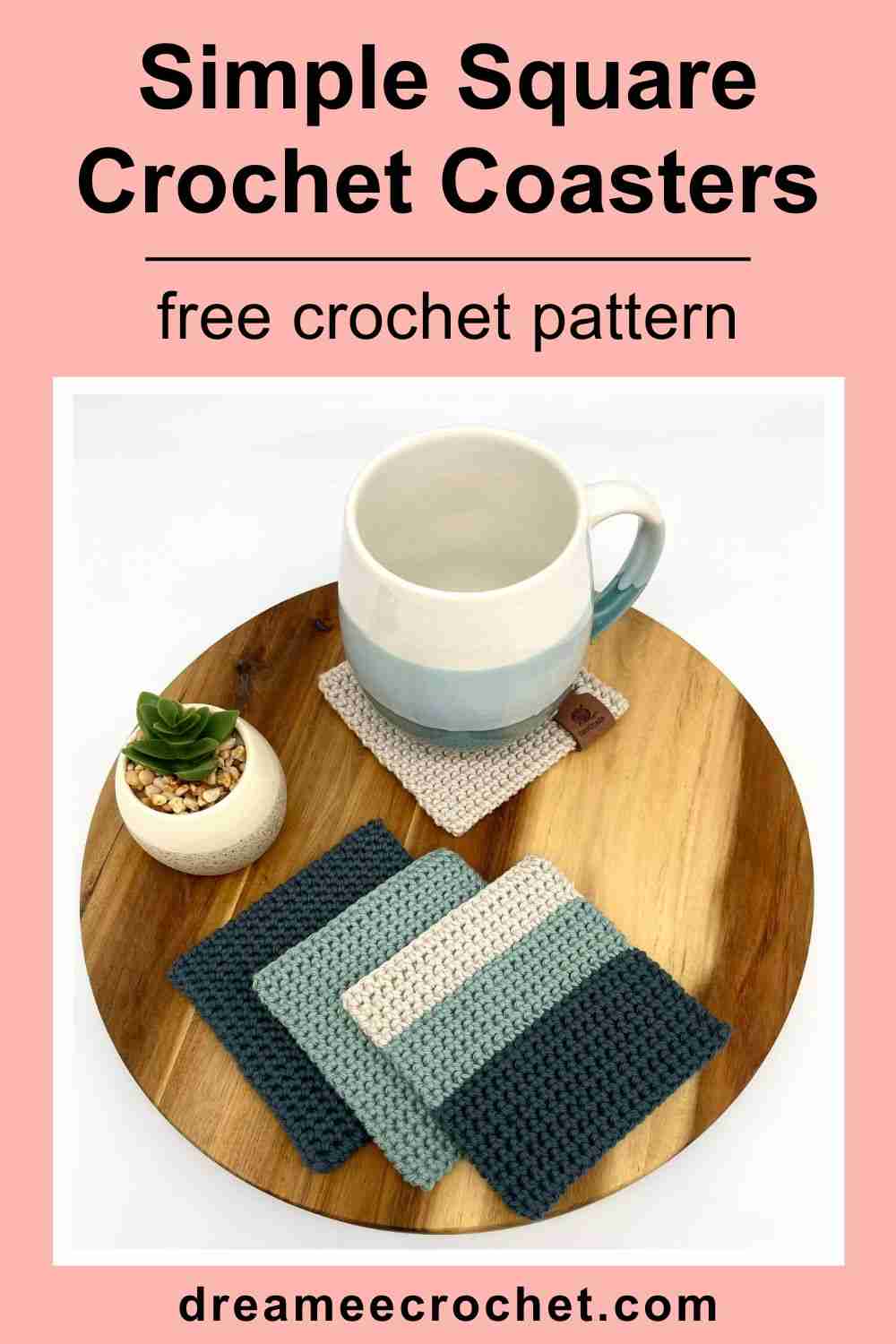 Free square crochet coaster pattern, thermal stitch crochet coaster pattern
