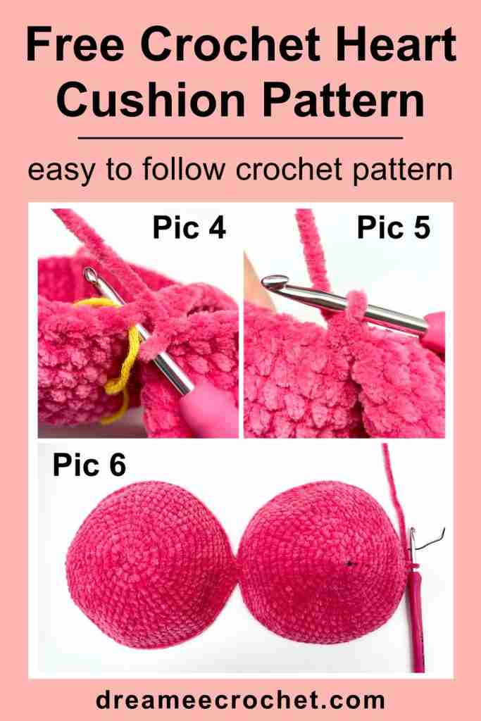 Free crochet heart pillow pattern, free Amigurumi heart cushion pattern
