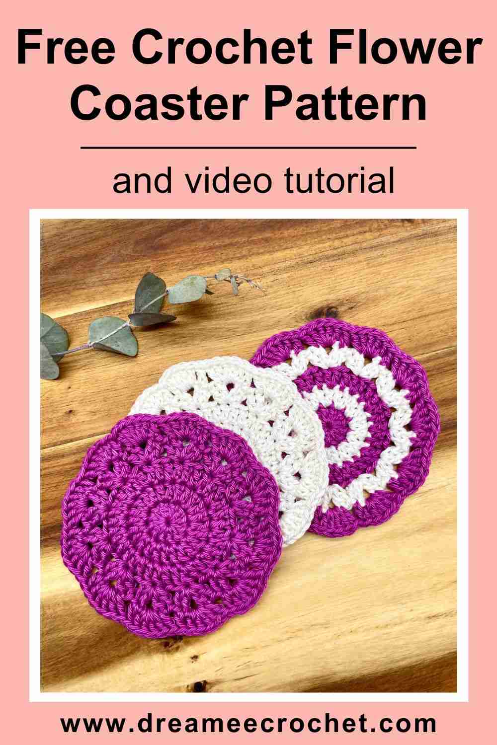 Free Crochet Flower Coaster Pattern & Video Tutorial (2)