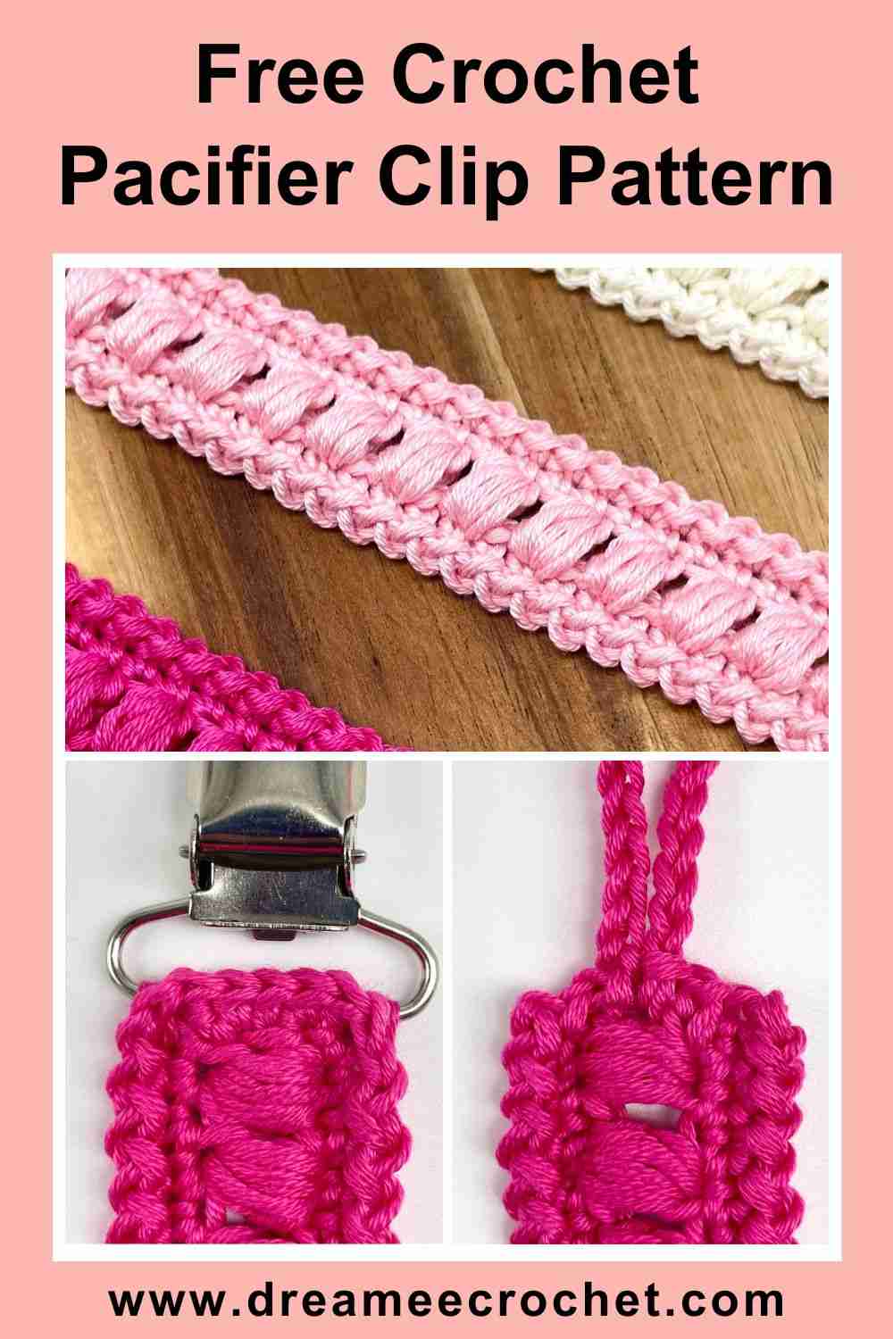 Free crochet baby pacifier clip pattern, crochet dummy holder pattern