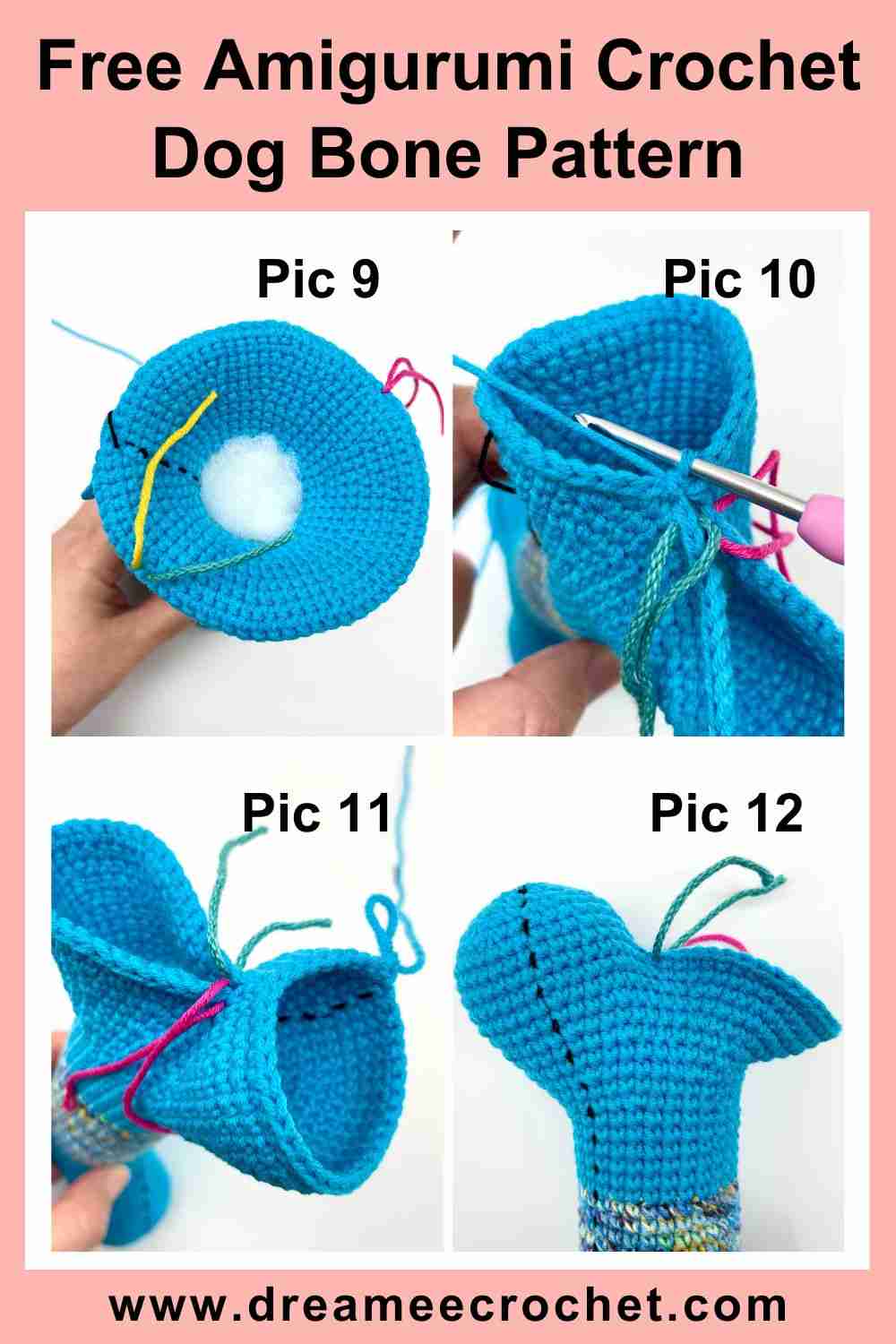 Free Amigurumi Crochet Dog Bone Pattern, Crochet Dog Toy Pattern (4)