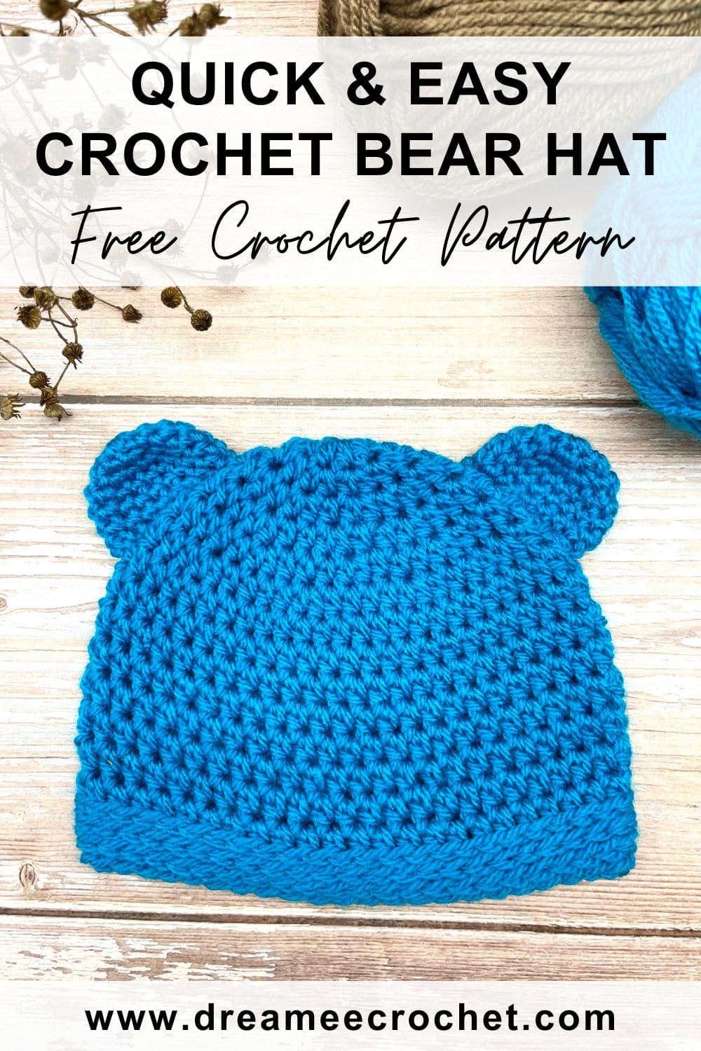 quick and easy crochet bear hat, free crochet pattern