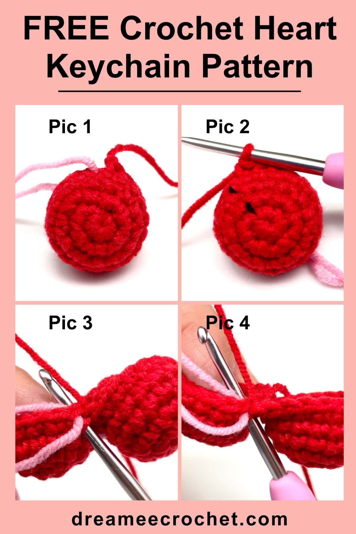 Free Crochet Heart Keychain Pattern: Easy Amigurumi Heart Pattern