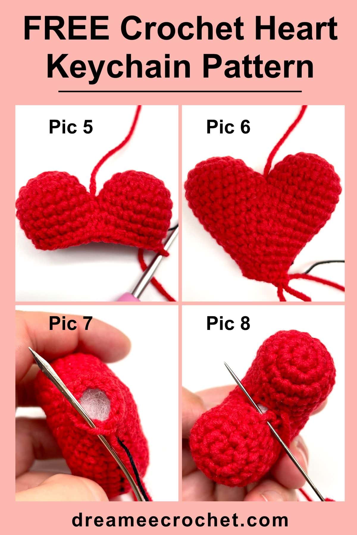 Free Crochet Heart Keychain Pattern: Easy Amigurumi Heart Pattern