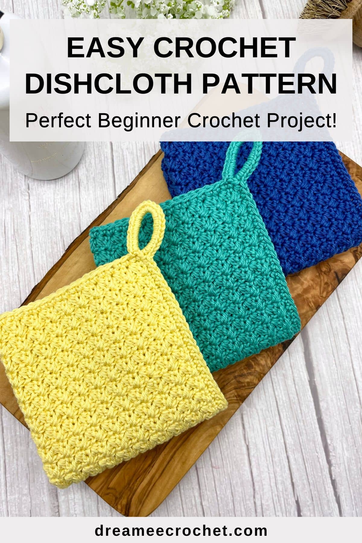 Easy crochet dishcloth pattern, perfect beginner crochet project