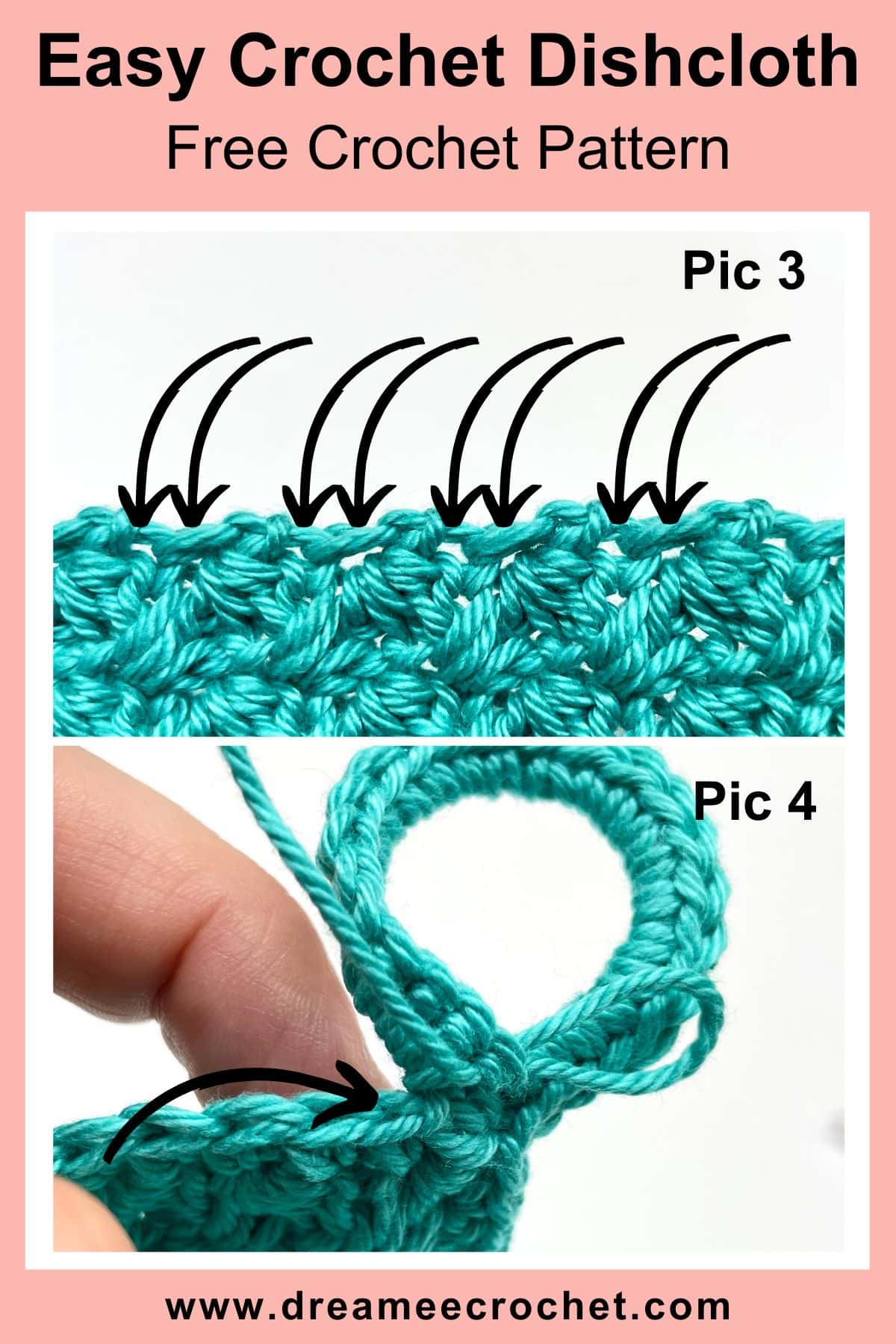 Instructions on how to crochet edging on a washcloth